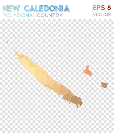 New Caledonia polygonal map, mosaic style country. Terrific low poly style, modern design. New Caledonia polygonal map for infographics or presentation.のイラスト素材