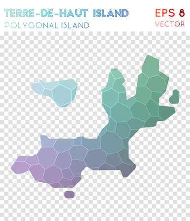 Terre-de-Haut Island polygonal map, mosaic style island. Posh low poly style, modern design. Terre-de-Haut Island polygonal map for infographics or presentation.のイラスト素材