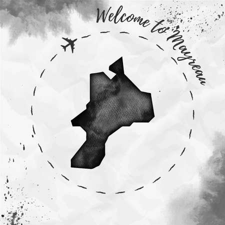 Mayreau watercolor island map in black colors.のイラスト素材