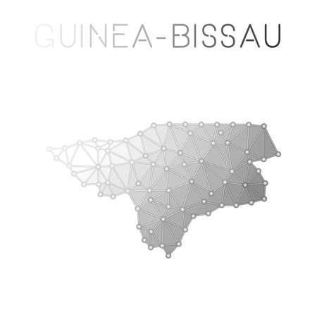 Guinea-Bissau polygonal vector map. Molecular structure country map design. Network connections polygonal Guinea-Bissau map in geometric style for your infographics.のイラスト素材