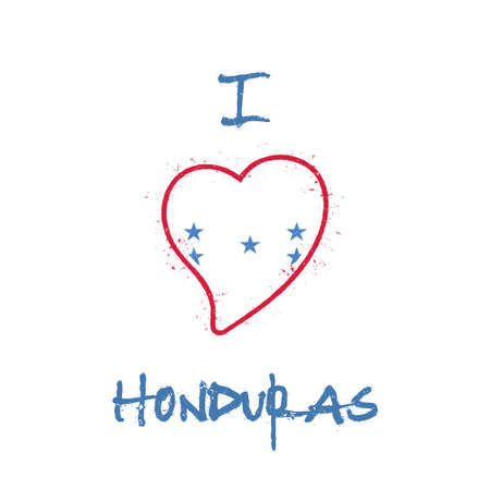 Honduran flag patriotic t-shirt design. Heart shaped national flag Honduras on white background. Vector illustration.のイラスト素材