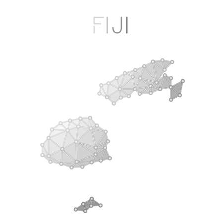 Fiji polygonal vector map. Molecular structure country map design. Network connections polygonal Fiji map in geometric style for your infographics.のイラスト素材