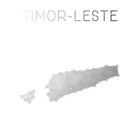 Timor-Leste polygonal vector map. Molecular structure country map design. Network connections polygonal Timor-Leste map in geometric style for your infographics.のイラスト素材