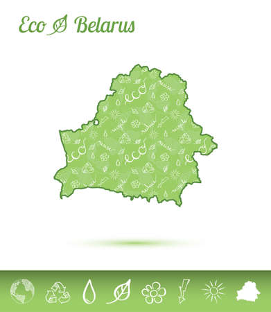 Green country map with ecology concept design elementsのイラスト素材