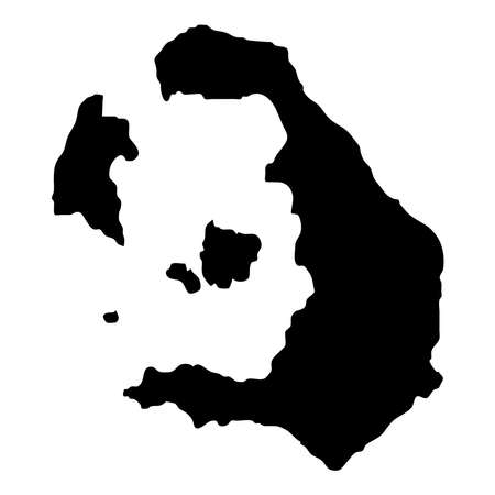Santorini map. Island silhouette icon. Isolated Santorini black map outline. Vector illustration.のイラスト素材