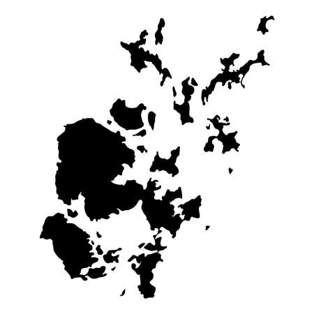 Orkney Islands map. Island silhouette icon. Isolated Orkney Islands black map outline. Vector illustration.のイラスト素材