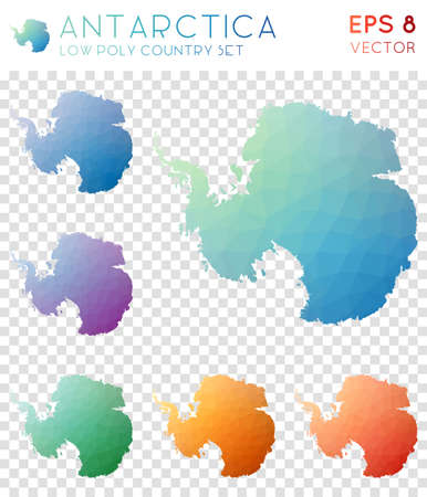 Antarctica geometric polygonal maps, mosaic style country collection. Appealing low poly style, modern design. Antarctica polygonal maps for infographics or presentation.のイラスト素材