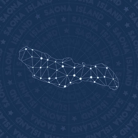 Saona Island network, constellation style island map. Magnetic space style, modern design. Saona Island network map for info-graphics or presentation.のイラスト素材