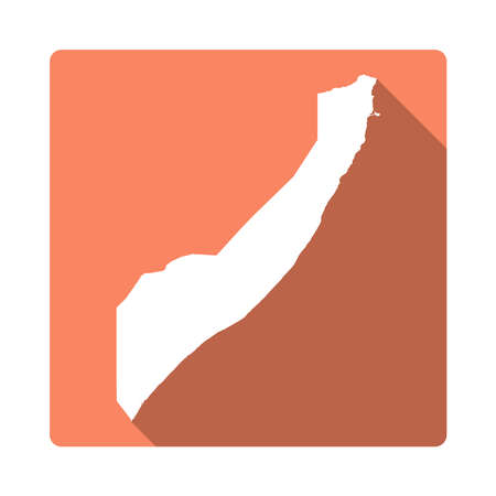 Vector Somalia Map Button. Long Shadow Style Somalia Map Square Icon Isolated on White Background. Flat Orange Country Badge.のイラスト素材