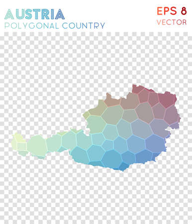 Austria polygonal map, mosaic style country. Attractive low poly style, modern design.のイラスト素材