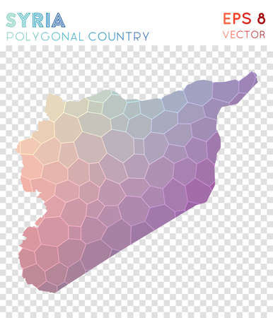 Syria polygonal map, mosaic style country. Decent low poly style, modern design. Syria polygonal map for infographics or presentation.のイラスト素材