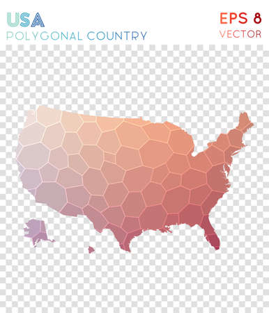 USA polygonal map, mosaic style country. Extra low poly style, modern design. USA polygonal map for infographics or presentation.のイラスト素材