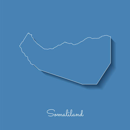 Somaliland region map: blue with white outline and shadow on blue background. Detailed map of Somaliland regions. Vector illustration.のイラスト素材