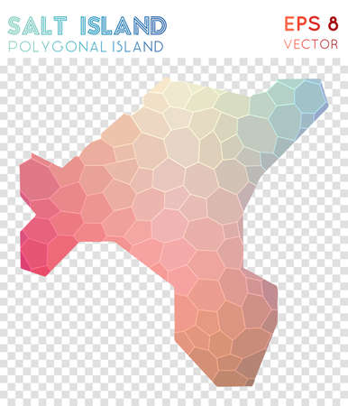 Salt Island polygonal map, mosaic style island. Juicy low poly style, modern design. Salt Island polygonal map for infographics or presentation.のイラスト素材