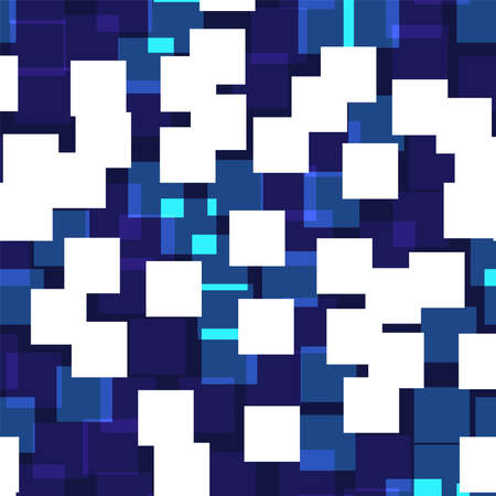 Abstract squares pattern. Deep blue geometric background. Lovely random squares. Geometric chaotic...