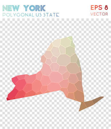 New York polygonal map, mosaic style us state. Awesome low poly style, modern design. New York polygonal map for infographics or presentation.のイラスト素材