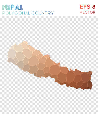 Nepal polygonal map, mosaic style country. Valuable low poly style, modern design. Nepal polygonal map for infographics or presentation.のイラスト素材