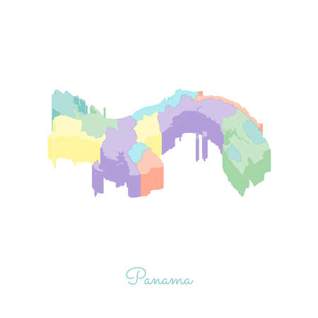Panama region map: colorful isometric top view. Detailed map of Panama regions. Vector illustration.のイラスト素材