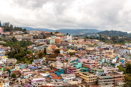 Aerial view of Coonoor town in India. Indian city landscapeの写真素材