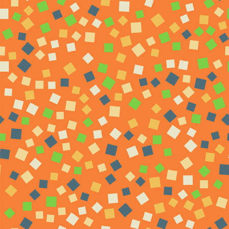 Abstract squares pattern. Orange geometric background. Delicate random squares. Geometric chaotic decor. Vector illustration.のイラスト素材