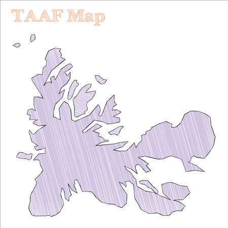 TAAF hand-drawn map. Colourful sketchy country outline. Appealing TAAF map with provinces. Vector illustration.のイラスト素材