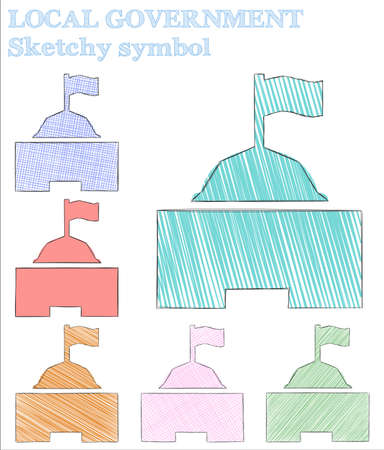 Local government sketchy symbol. Actual hand drawn symbol. Beautiful childish style local government vector illustration.のイラスト素材