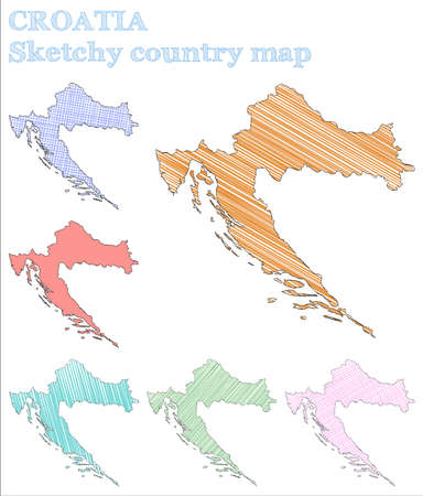 Croatia sketchy country. Incredible hand drawn country. Indelible childish style Croatia vector illustration.のイラスト素材