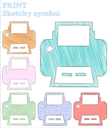 Print sketchy symbol. Popular hand drawn symbol. Stylish childish style print vector illustration.のイラスト素材