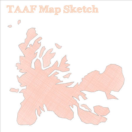 TAAF map. Hand-drawn country. Appealing sketchy TAAF map with regions. Vector illustration.のイラスト素材