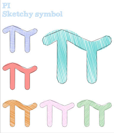 Pi sketchy symbol. Captivating hand drawn symbol. Elegant childish style pi vector illustration.のイラスト素材