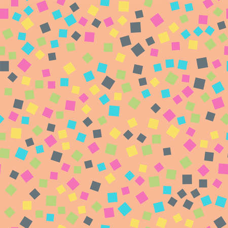 Abstract squares pattern. Pink geometric background. Wonderful random squares. Geometric chaotic decor. Vector illustration.のイラスト素材