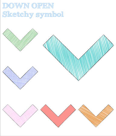 Down open sketchy symbol. Delicate hand drawn symbol. Enchanting childish style down open vector illustration.のイラスト素材