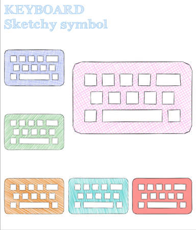 Keyboard sketchy symbol. Sightly hand drawn symbol. Uncommon childish style keyboard vector illustration.のイラスト素材