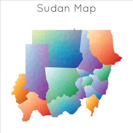Low Poly map of Sudan. Sudan geometric polygonal, mosaic style map.のイラスト素材