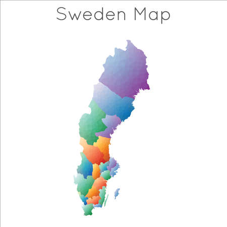 Low Poly map of Sweden. Sweden geometric polygonal, mosaic style map.のイラスト素材