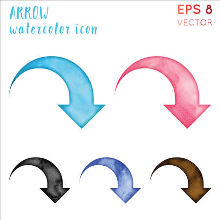 Arrow watercolor icon set. Actual hand drawn style symbol. Fetching watercolor symbol. Modern design for infographics or presentation.のイラスト素材