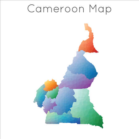 Low Poly map of Cameroon. Cameroon geometric polygonal, mosaic style map.のイラスト素材