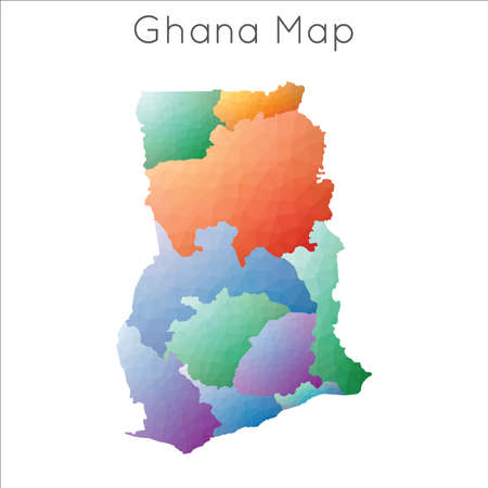 Low Poly map of Ghana. Ghana geometric polygonal, mosaic style map.のイラスト素材