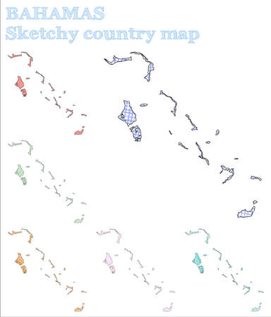 Bahamas sketchy country. Bizarre hand drawn country. Bold childish style Bahamas vector illustration.のイラスト素材