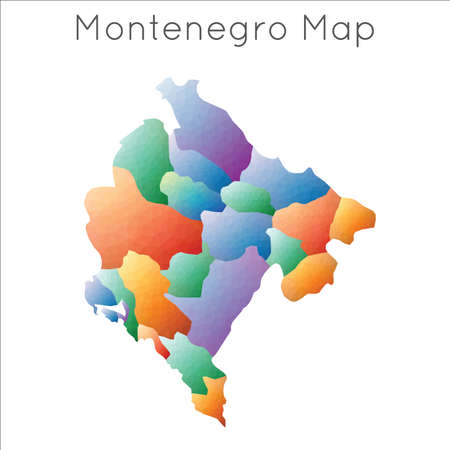 Low Poly map of Montenegro. Montenegro geometric polygonal, mosaic style map.のイラスト素材