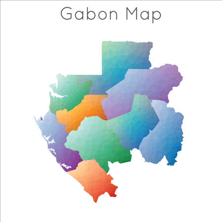 Low Poly map of Gabon. Gabon geometric polygonal, mosaic style map.のイラスト素材