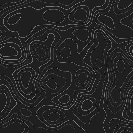 Topographic contours. Actual topography map. Dark seamless design, captivating tileable isolines pattern. Vector illustration.のイラスト素材