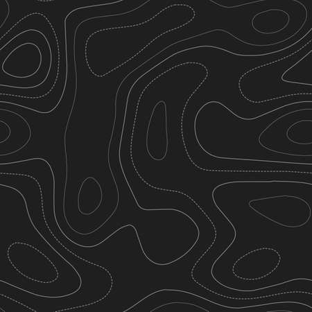 Contour lines. Admirable topography map. Dark seamless design, cute tileable isolines pattern. Vector illustration.のイラスト素材