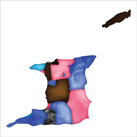 Map of Trinidad and Tobago. Colourful watercolor Trinidad and Tobago map. Decent country vector illustration.のイラスト素材