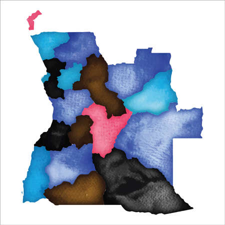 Map of Angola. Colourful watercolor Angola map. Admirable country vector illustration.のイラスト素材