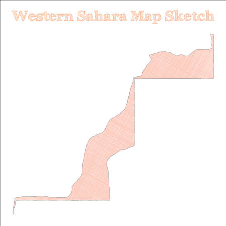 Western Sahara map. Hand-drawn country. Awesome sketchy Western Sahara map with regions. Vector illustration.のイラスト素材