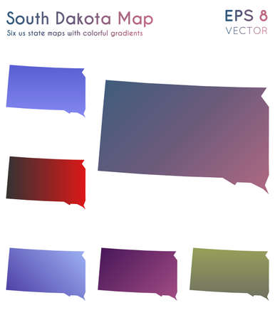 Map of South Dakota with beautiful gradients. Beautiful set of South Dakota maps. Captivating vector illustration.のイラスト素材