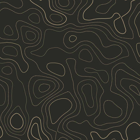 Contour lines. Actual topography map. Seamless design. Artistic tileable isolines pattern, vector illustration.のイラスト素材
