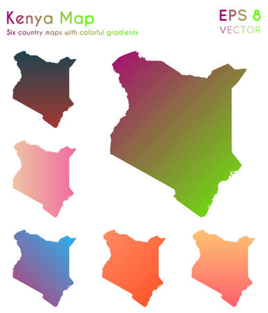 Map of Kenya with beautiful gradients. Alive set of Kenya maps. Delicate vector illustration.のイラスト素材