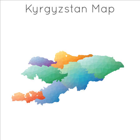 Low Poly map of Kyrgyzstan. Kyrgyzstan geometric polygonal, mosaic style map.のイラスト素材